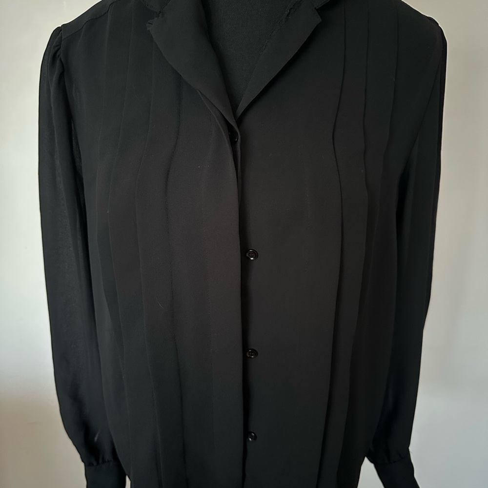 Vintage Marshall Fields Black Button-Up Sheer Blouse